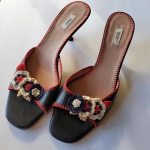 Prada Vero Cuoio navy and red sandals